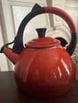Read Creuset Enamel Steel Whistling Tea Kettle Red 1.6QT Small Chip Bottom New. Price: $50.00.