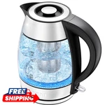 Chefman Electric Glass Kettle 1.8L Led Lights Tea Infuser New. Price: $26.97.