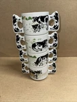 Cow Handle Coffee Mug Farm House Cup Black White Holstein Novelty Vtg Lot 4 Used. Price: $29.99.