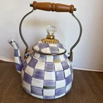 Mackenzie-childs Royal Check Tea Kettle Blue 2 Quart New Unused. Price: $189.00.