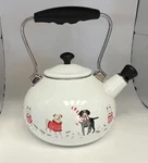 Christmas Martha Stewart Dog Teapot Kettle Enamel On Steel 2 Quart Macys Used. Price: $32.99.