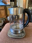 Homgeek Electric Kettle Carafe W/base DE1737A-Z Silver 6 Button Used. Price: $25.00.
