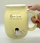 Good Time We Are Having Great Mug Cat & Fish Handle Ceramic Coffee Tea Used. Price: $14.99.