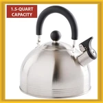 Mr. Coffee Carterton Stainless Steel Whistling Tea Kettle 1.5-QUART Silver New. Price: $21.99.