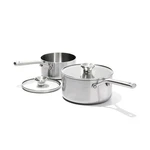 Oxo Mira Tri-ply Stainless Steel, 1.5QT And 3QT Saucepan Pot Set With Lids, I... New. Price: $193.74.