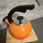 Rachael Ray Orange Enamel Stainless Steel Whistling Tea Kettle Ergonomic Handle Used. Price: $19.99.
