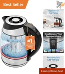 Electric Glass Kettle 1.8L With Temp Control 5 Presets Led Tea Infuser Boil New. Price: $47.98.