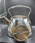 All-clad Stainless Steel Whistling Tea Kettle 2 Qt Hinge Spout Very Good Con Used. Price: $48.00.