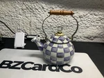 Mackenzie-childs Violet Check Whistling Tea Kettle 2QT, New Unspecified. Price: $100.00.
