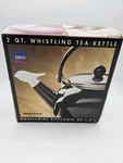 New Enamel On Steel Black Tea Kettle Whistling 2 Qt Ekco Open. Price: $34.99.
