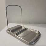Oxo Kitchen Utensil Pot Lid Holder Stand Stainless Steel Used. Price: $14.95.