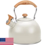 Ggc 85OZ Whistling Tea Kettle Stove Top White Stainless Steel Coffee Pot New. Price: $35.09.