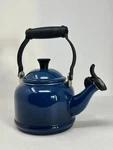 Creuset Blue W/ Black Knob Whistling Demi Kettle Tea Pot 1.1 1.25 Qt Used. Price: $39.95.