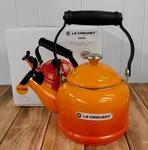 Creuset Enamel On Steel 1.25 Quart Demi Tea Kettle, Flame - New. Price: $79.95.