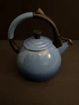 Creuset Enamel Steel Oolong Teapot Kettle, 1.6 Qt. Marseille Blue - Exc Used. Price: $74.99.