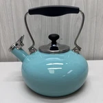 Vtg Chantal Enamel Steel Classic Whistling Tea Kettle With Lid Aqua Blue 1.7 Qt Used. Price: $40.00.