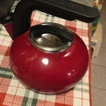 Kitchenaid Whistling Tea Kettle Red Black 1.9QT Ergonomic Handle Gas Electric Used. Price: $13.00.