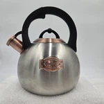Luxgrace 3.1 Whistling Stovetop Tea Kettle Stainless Steel Copper Look Coffee Used. Price: $33.99.