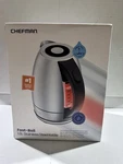 Chefman 1.8 Liter Fast Boil Stainless Steel Electric Kettle New. Price: $19.99.