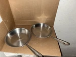 All Clad Metalcrafters Stainless Steel 8" Frying Pan Induction Ready Set Of (2) Used. Price: $99.99.