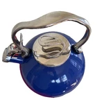 **rare**cobalt Blue Enamel Circulon 2.3-QT. Stainless Steel Whistling Tea Pot Used. Price: $25.00.