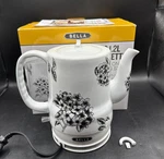 Bella Electric Ceramic 1.5 Tea Kettle Model KE7937-A White / Black Floral Read Used. Price: $89.87.
