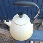 Creuset Cream Whistling Tea Kettle Enamel Metal With Black Handle Used. Price: $42.00.