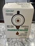 Original 1965 Farberware Superfast Stainless Steel Coffee Maker 134 New/ Box. Price: $195.00.