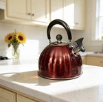 Mr. Coffee Red Whistling Tea Kettle 2.2 Qt Stainless Steel Open Box New. Price: $14.34.