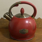 Susteas Bright Red Whistling Kettle Stove Top Surgical Stainless Steel 3L Used. Price: $39.95.