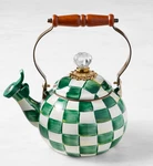 Mackenzie-childs Emerald Check Whistling Tea Kettle, 2-QT. New. Price: $104.99.