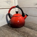 Creuset Hombre Oolong 1.6QT/1.5L Cerise Red Enamel Whistling Tea Kettle Used. Price: $49.99.
