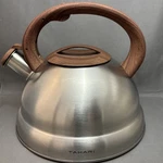 Tahari Home Stainless Steel Tea Kettle Whistling With Wooden Accents Very Clean Used. Price: $15.00.