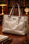 Coach F19456 Gallery Taupe Leather Tote Large Designer Shoulder Handbag Pre-owned. Price: $168.00.
