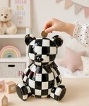Mackenzie-childs Courtly Check Bear Bank Dolomite Ceramic New No Box Open. Price: $140.00.