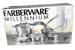 Farberware Millennium 10-PC Stainless Steel Cookware Set W/box Used. Price: $169.95.