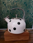 Kate Spade Lenox Whistle While You Work Tea Kettle Black Polka Dot Used. Price: $24.95.