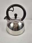 Farberware Whistling Tea Kettle Stainless Steel Black Handle Used. Price: $29.00.