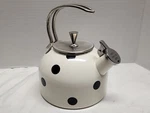 Kate Spade Lenox Whistle While You Work Tea Kettle Black Polka Dot Euc Used. Price: $39.99.