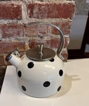 Kate Spade Lenox Enamel Whistling Tea Pot Kettle Art Deco Polka Dot 2.5QT Used. Price: $36.00.
