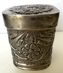Embossed Tea Tin Storage Box Salt Cellar Designed Loose Used. Price: $69.99.