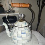 Mackenzie-childs Sterling Check Enamel Stove Top Kettle Multicolor 2QT New. Price: $140.00.