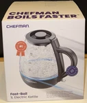 Chefman 1L Electric Glass Kettle W/ Led Indicator Light, Automatic Shutoff (new). Price: $42.99.