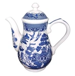 Vintage Churchill England Blue Willow Coffee / Tea Pot With Lid 9.5" Height Mint Used. Price: $59.95.
