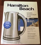 Nib Hamilton Beach 6 Variable Temperature Kettle 1.7 Liters 41020R New. Price: $44.00.