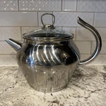 Princess House 2 Qt Stainless Steel Kettle Teapot W/ Floral Glass Lid Vintag Used. Price: $99.99.