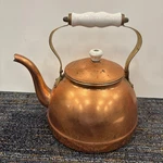 Vintage The Cellar Copper Tea Kettle Pot Ceramic Handle Rustic Farmhouse Decor. Price: $25.00.