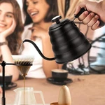 Pour Over Coffee Kettle 40OZ Gooseneck Spout Thermometer Matte Black Pot Open. Price: $15.99.