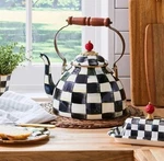 Mackenzie Childs Courtly Check 3 Quart Tea Kettle New. Price: $195.00.