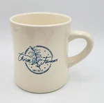 Thrive Farmers Direct Specialty Ceramic Coffee Mug Tea Cup Ivory & Blue Used. Price: $18.00.